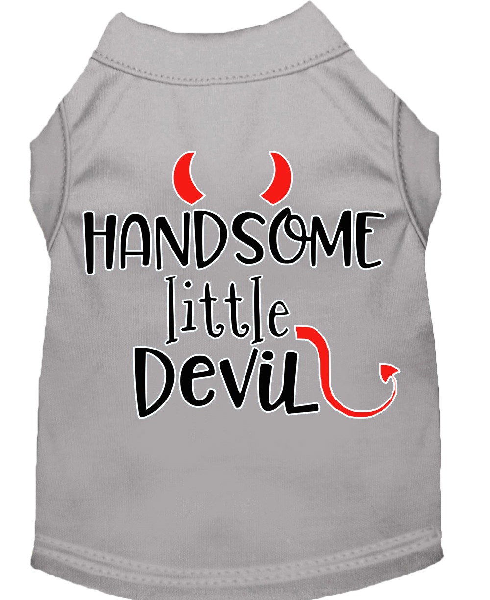 Handsome Little Devil Screen Print Dog Shirt Grey Med